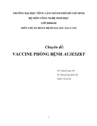 Chuyên đề Vaccine phòng bệnh Aujeszky