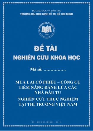 Đề tài Mua lại cổ phiếu – Công cụ tiềm năng đánh lừa các nhà đầu tư nghiên cứu thực nghiệm tại thị trường Việt Nam