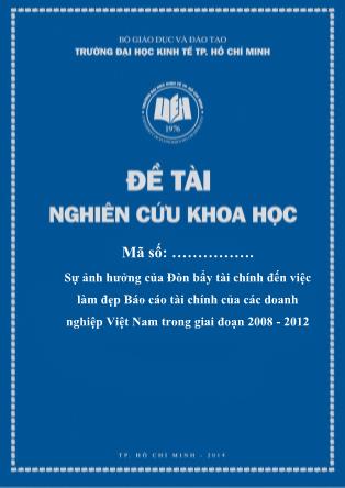 Đề tài Sự ảnh hưởng của Đòn bẩy tài chính đến việc làm đẹp Báo cáo tài chính của các doanh nghiệp Việt Nam trong giai đoạn 2008 - 2012