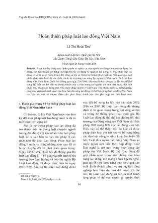 Hoàn thiện pháp luật lao động Việt Nam