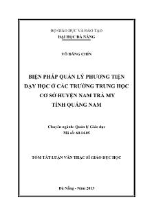 Luận văn Biện pháp quản lý phương tiện dạy học ở các trường Trung học Cơ sở huyện Nam Trà My tỉnh Quảng Nam