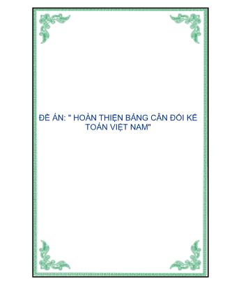 Đề án Hoàn thiện bảng cân đối kế toán Việt Nam
