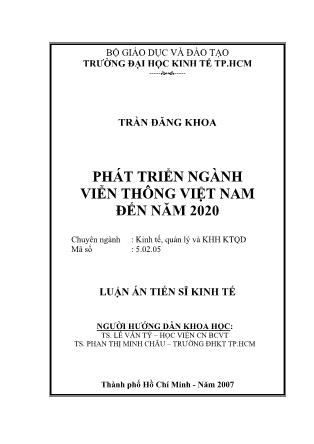 Luận án Phát triển ngành viễn thông Việt Nam đến năm 2020