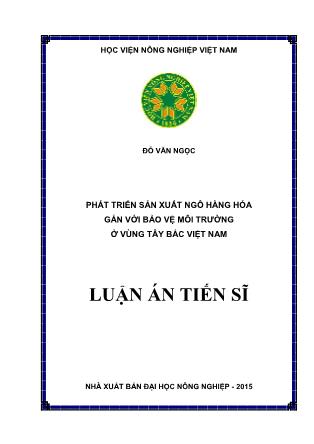 Luận án Phát triển sản xuất ngô hàng hóa gắn với bảo vệ môi trường ở vùng Tây Bắc Việt Nam