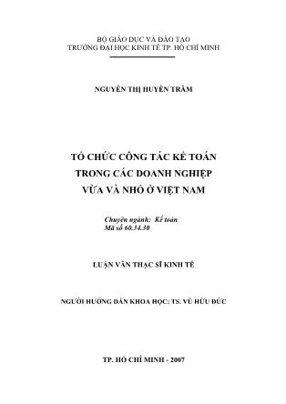 Luận văn Tổ chức công tác kế toán trong các doanh nghiệp vừa và nhỏ ở Việt Nam