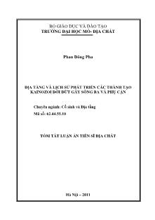 Tóm tắt luận án Địa tầng và lịch sử phát triển các thành tạo Kainozoi đới đứt gãy sông Ba và phụ cận