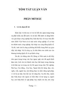 Tóm tắt luận văn Cải tiến phương pháp giảng dạy Anh văn lớp 10 theo hướng tích cực hóa học sinh tại trường THPT Lê Văn Đẩu - Tỉnh Bạc Liêu