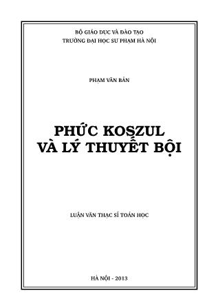 Luận văn Phức Koszul và lý thuyết bội