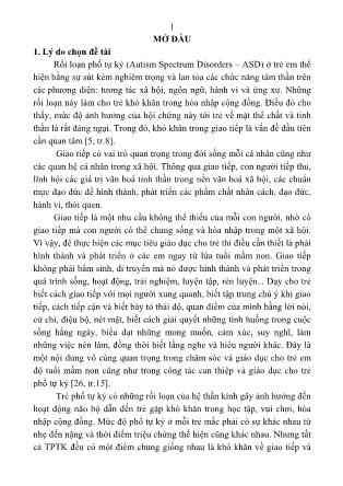 Tóm tắt Luận văn Biện pháp can thiệp khó khăn trong giao tiếp cho trẻ rối loạn phổ tự kỷ 3 - 4 tuổi