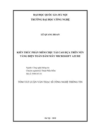 Tóm tắt Luận văn Kiến trúc phần mềm chịu tải cao dựa trên nền tảng điện toán đám mây Microsoft Azure