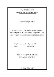 Tóm tắt Luận văn Nghiên cứu và ứng dụng mạng Nơ-ron nhân tạo vào bài toán ước lượng nỗ lực phát triển phần mềm theo mô hình Agile