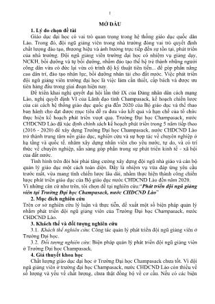 Tóm tắt Luận văn Phát triển đội ngũ giảng viên tại Trường Đại học Champasack, nước CHDCND Lào