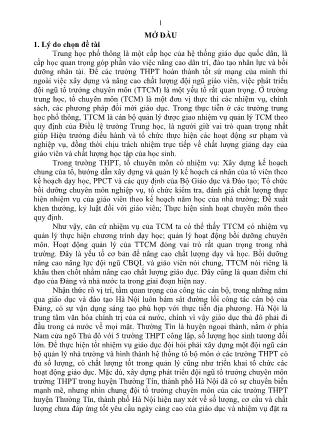 Tóm tắt Luận văn Phát triển đội ngũ tổ trưởng chuyên môn trường THPT huyện Thường Tín, Thành phố Hà Nội trong bối cảnh hiện nay
