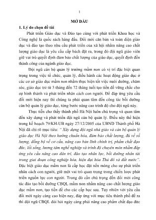 Tóm tắt Luận văn Quản lý hoạt động bồi dưỡng cán bộ quản lý mầm non trên địa bàn thành phố Hà Nội đáp ứng yêu cầu đổi mới giáo dục mầm non