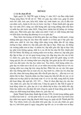 Tóm tắt Luận văn Quản lý hoạt động chăm sóc, giáo dục trẻ mầm non tại các nhóm trẻ, lớp mẫu giáo độc lập tư thục trên địa bàn quận Thanh Xuân, thành phố Hà Nội