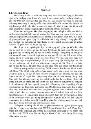 Tóm tắt Luận văn Quản lý hoạt động giáo dục kĩ năng sống cho học sinh THPT huyện Khoái Châu, tỉnh Hưng Yên