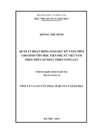 Tóm tắt Luận văn Quản lý hoạt động giáo dục kỹ năng mềm cho sinh viên Học viện Phụ nữ Việt Nam theo tiếp cận phát triển năng lực