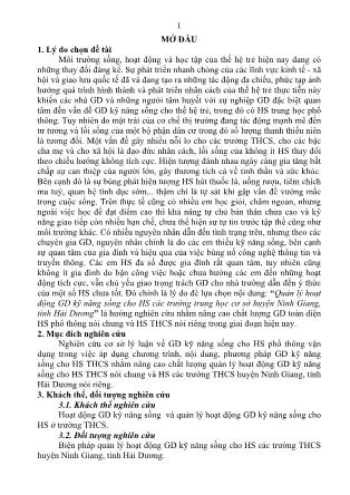 Tóm tắt Luận văn Quản lý hoạt động Giáo dục kỹ năng sống cho học các trường trung học cơ sở huyện Ninh Giang, tỉnh Hải Dương