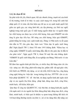 Tóm tắt Luận văn Quản lý hoạt động thu chi tài chính ở các TTH trên địa bàn huyện Hương Sơn, Hà Tĩnh