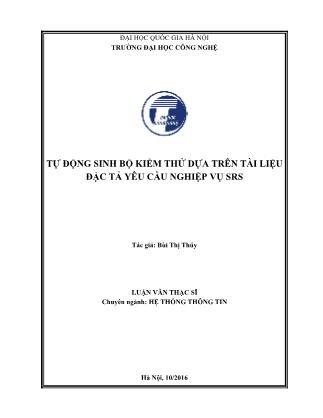 Tóm tắt Luận văn Tự động sinh bộ kiểm thử dựa trên tài liệu đặc tả yêu cầu nghiệp vụ SRS