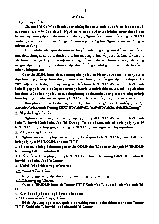 Tóm tắt Luận văn Quản lý hoạt động giáo dục đạo đức cho học sinh Trường THPT Kinh Môn II, huyện Kinh Môn, tỉnh Hải Dương