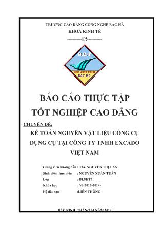 Báo cáo Kế toán nguyên vật liệu công cụ dụng cụ tại Công ty TNHH Excado Việt Nam