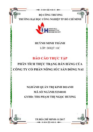 Báo cáo Phân tích thực trạng bán hàng của Công ty Cổ phần Nông Súc Sản Đồng Nai