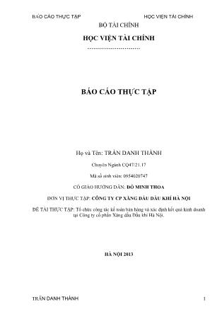 Báo cáo Tổ chức công tác kế toán bán hàng và xác định kết quả kinh doanh tại Công ty Cổ phần Xăng dầu Dầu khí Hà Nội