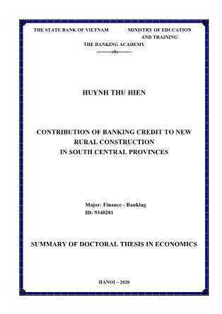 Contribution of bank credit to new rural construction in South Central provinces