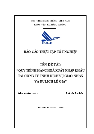 Đề tài Quy trình hàng hoá xuất nhập khẩu tại Công ty TNHH dịch vụ giao nhận và du lịch Lê Gia