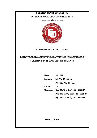 Factors affecting quantity of new cars sold foreign trade university students