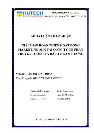 Khóa luận Giải pháp hoàn thiện hoạt động marketing-Mix tại Công ty Cổ phần Truyền thông và Đầu tư Nam Hương