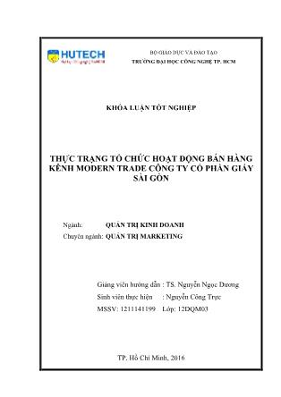 Khóa luận Thực trạng tổ chức hoạt động bán hàng kênh Modern Trade Công ty Cổ phần Giấy Sài Gòn