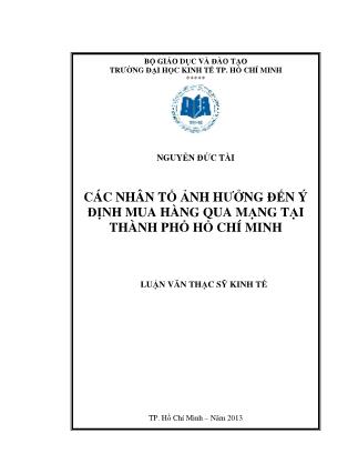Luận văn Các nhân tố ảnh hưởng đến ý định mua hàng qua mạng tại thành phố Hồ Chí Minh