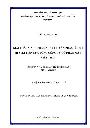 Luận văn Giải pháp Marketing mix cho sản phẩm áo sơ mi Viettien của Tổng Công ty cổ phần May Việt Tiến