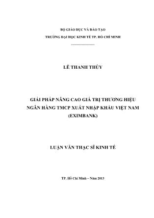 Luận văn Giải pháp nâng cao giá trị thương hiệu Ngân hàng TMCP Xuất Nhập Khẩu Việt Nam