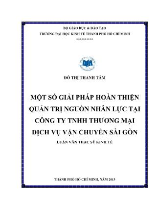 Luận văn Một số giải pháp hoàn thiện hiệu quả quản trị nguồn nhân lực tại Công ty TNHH Thương mại Dịch vụ Vận chuyền Sài Gòn