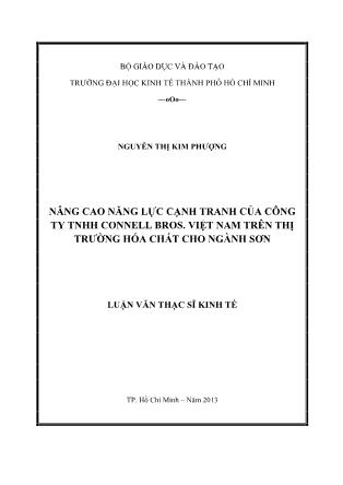 Luận văn Nâng cao năng lực cạnh tranh của Công ty TNHH Connell Bros Việt Nam trên thị trường hóa chất cho ngành sơn