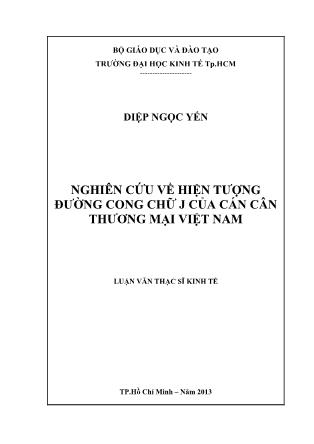 Luận văn Nghiên cứu về hiện tượng đường cong chữ J của cán cân thương mại Việt Nam