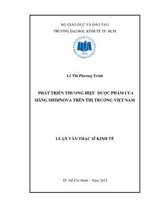 Luận văn Phát triển thương hiệu dược phẩm Hãng Medinova trên thị trường Việt Nam từ nay đến năm 2015
