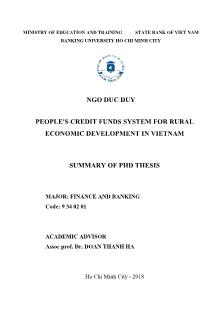 Peoples credit funds system for rural economic development in Vietnam
