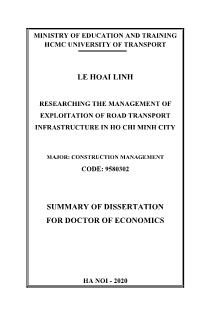 Researching the management of exploitation of road transport infrastructure in Ho Chi Minh city