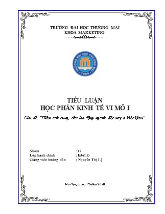 Tiểu luận Phân tích cung, cầu lao động ngành dệt may ở Việt Nam