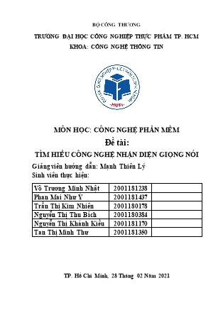 Báo cáo Tìm hiểu công nghệ nhận diện giọng nói