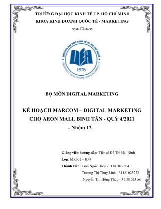Đề tài Kế hoạch marcom - Digital marketing cho Aeon Mall Bình Tân - Quý 4/2021