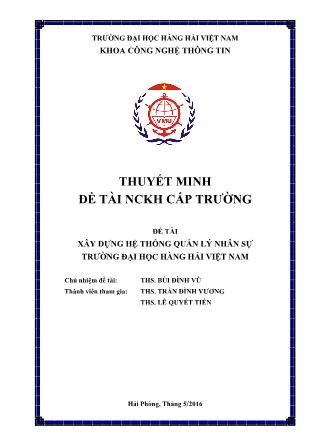 Đề tài nghiên cứu khoa học Xây dựng hệ thống quản lý nhân sự trường Đại học Hàng hải Việt Nam