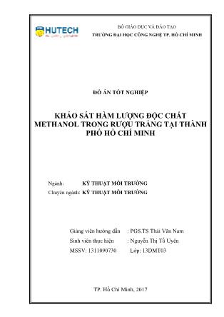 Đồ án Khảo sát hàm lượng độc chất methanol trong rượu trắng tại thành phố Hồ Chí Minh