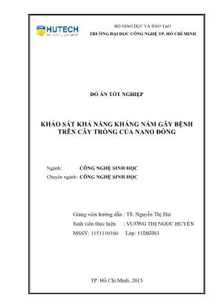 Đồ án Khảo sát khả năng kháng nấm gây bệnh trên cây trồng của nano đồng