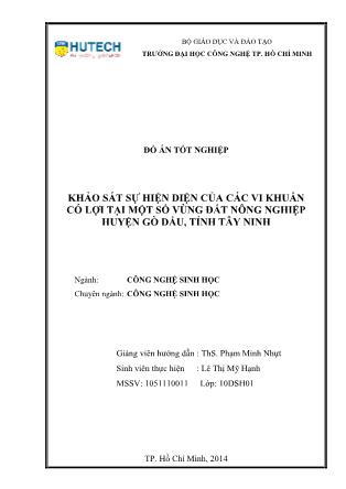 Đồ án Khảo sát sự hiện diện của các vi khuẩn có lợi tại một số vùng đất nông nghiệp huyện Gò Dầu, tỉnh Tây Ninh