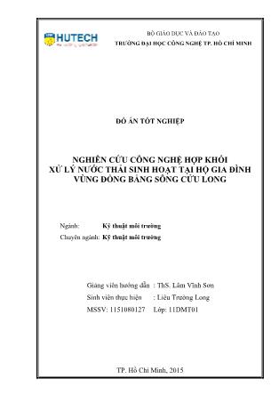 Đồ án Nghiên cứu công nghệ hợp khối xử lý nước thải sinh hoạt tại hộ gia đình vùng Đồng Bằng sông Cửu Long